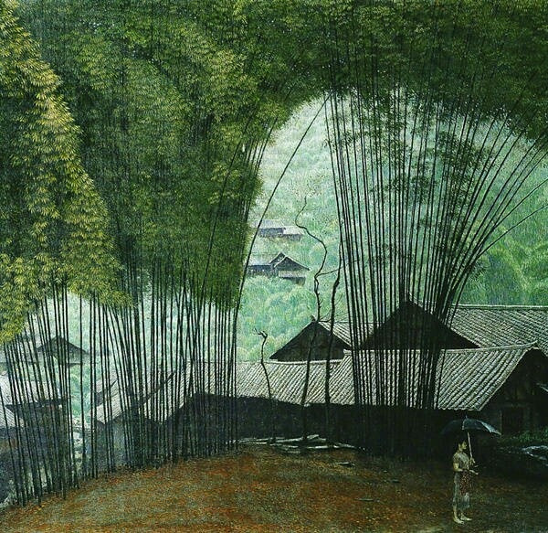 家佳樂文學山水村莊油畫插畫