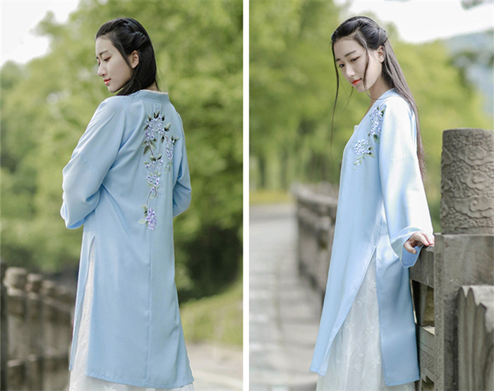  家佳樂(lè)文學(xué)設(shè)計(jì)刺繡漢元素長(zhǎng)款褙子