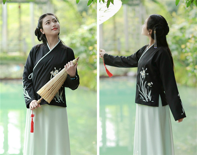 傳統(tǒng)漢元素中式上衣，交領(lǐng)中衣