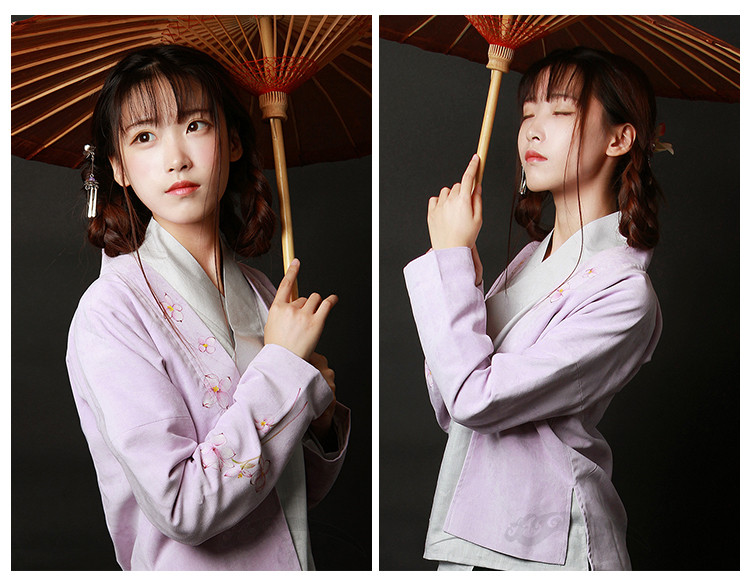 家佳樂文學(xué)女裝手繪日常漢服中式對襟上衣