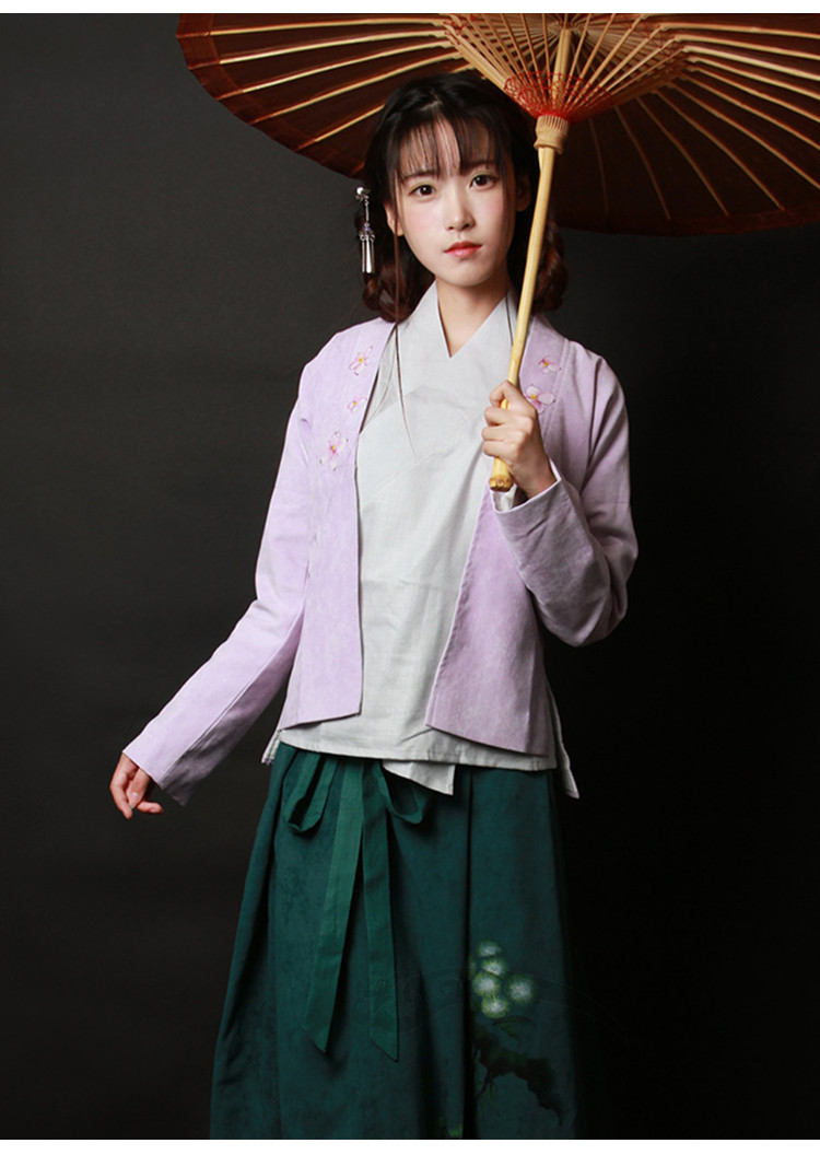 家佳樂文學(xué)女裝手繪日常漢服中式對襟上衣