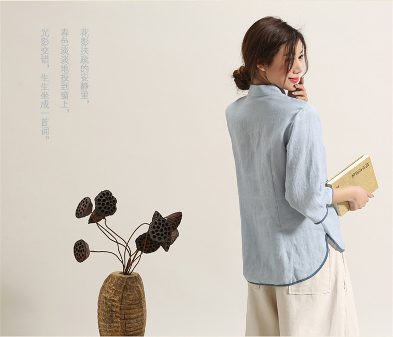 唐裝女夏盤(pán)扣禪意裝中式茶服