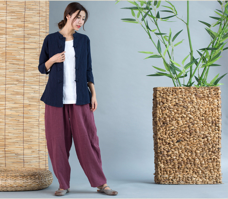 家佳樂文學(xué)唐裝女外套七分袖中式茶服