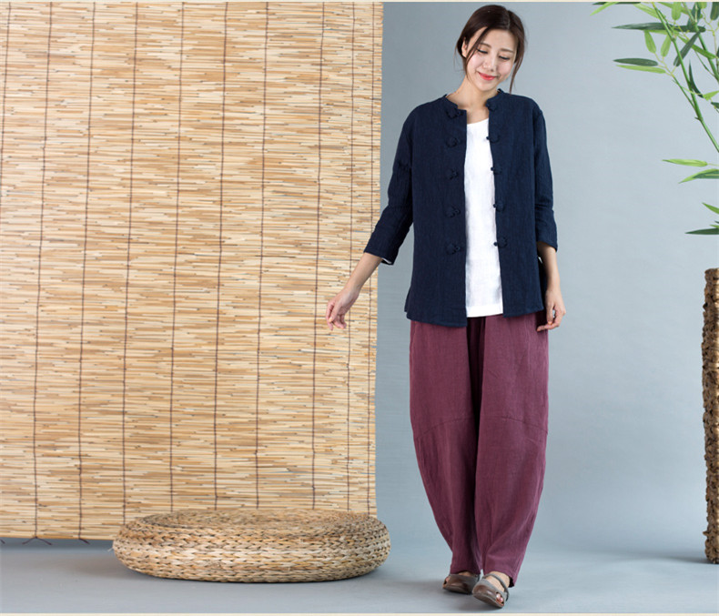 家佳樂文學(xué)唐裝女外套七分袖中式茶服