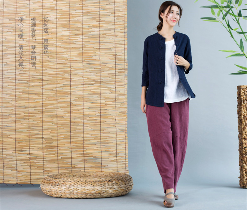 家佳樂文學(xué)唐裝女外套七分袖中式茶服