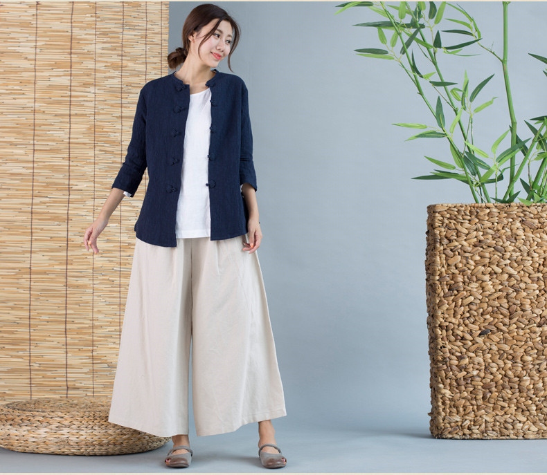 家佳樂文學(xué)唐裝女外套七分袖中式茶服