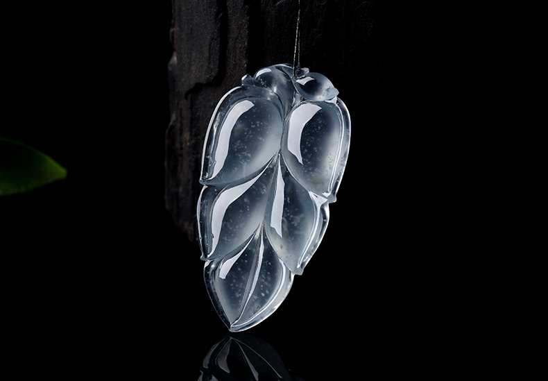 冰種翡翠玉葉牌玉石葉子吊墜