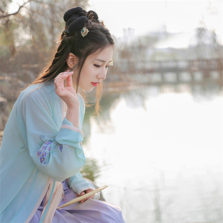 漢服女裝刺繡繡花褙子交領(lǐng)襦裙