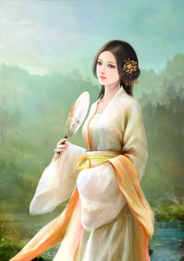 甜美可人古風(fēng)美女插畫立繪圖片