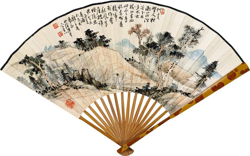 國(guó)畫(huà)大師陳半丁山水扇面