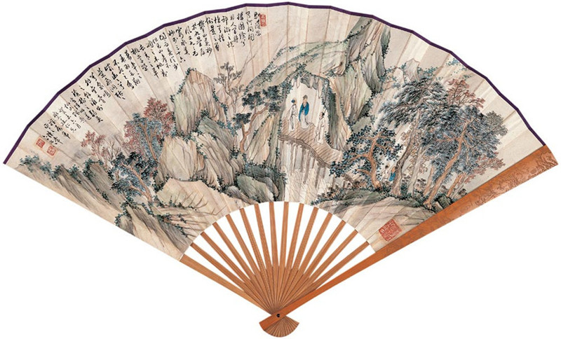 國(guó)畫(huà)大師陳半丁山水扇面