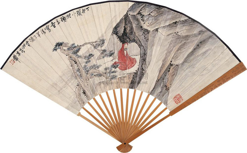 國(guó)畫大師陳半丁山水扇面