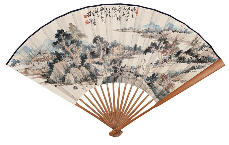 國(guó)畫大師陳半丁山水扇面