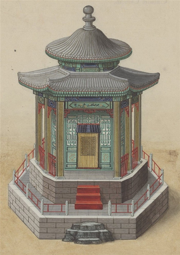 中國(guó)傳統(tǒng)建筑亭的手繪系列