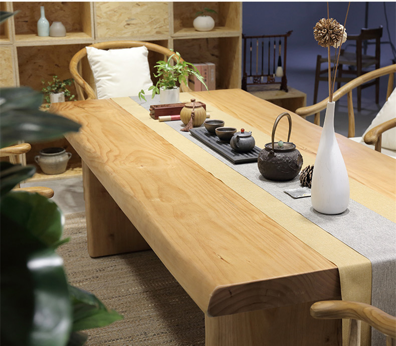 復(fù)古純實(shí)木茶桌椅組合，仿古簡(jiǎn)約功夫茶臺(tái)