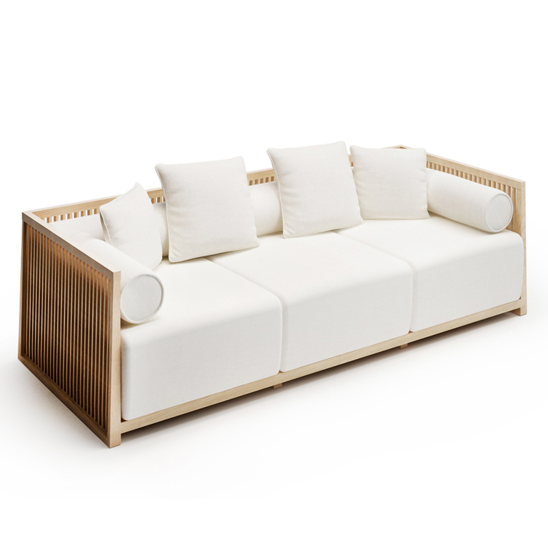 中式實(shí)木沙發(fā)組合，簡(jiǎn)約現(xiàn)代客廳布藝沙發(fā)