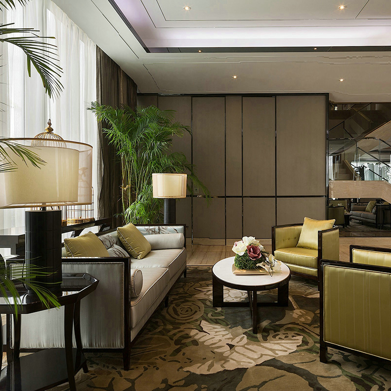 沙發(fā)組合客廳布藝三人沙發(fā)，新中式實(shí)木