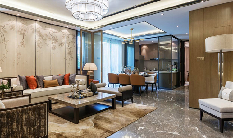 現(xiàn)代新中式樣板房沙發(fā)，簡(jiǎn)約布藝沙發(fā)