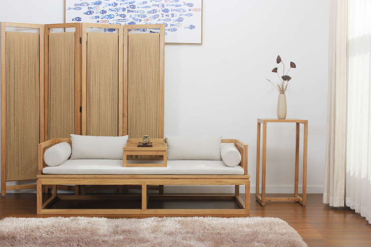 新中式老榆木羅漢床，免漆禪意床榻茶幾