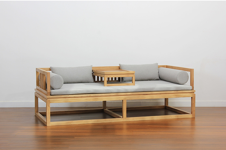 新中式老榆木羅漢床，免漆禪意床榻茶幾