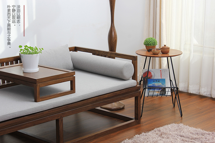 新中式老榆木羅漢床，免漆禪意床榻茶幾