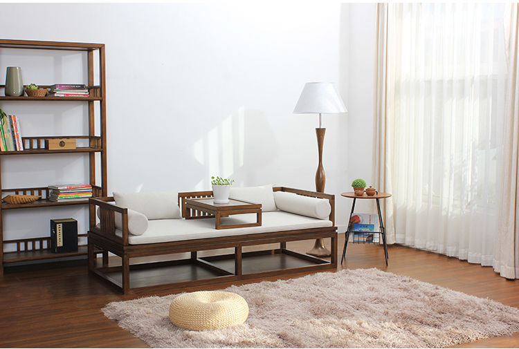 新中式老榆木羅漢床，免漆禪意床榻茶幾