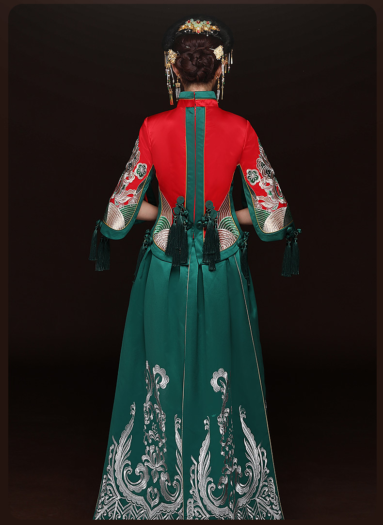 秋季新款紅色敬酒服，改良旗袍長款