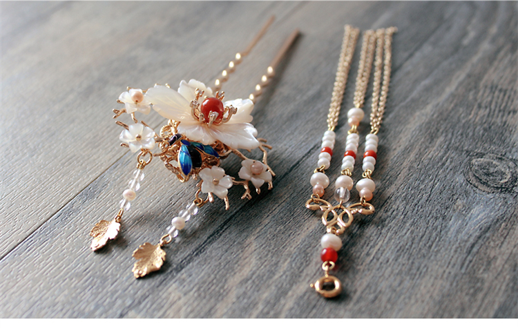 古典手工發(fā)簪，燒藍(lán)景泰藍(lán)帶流蘇發(fā)釵