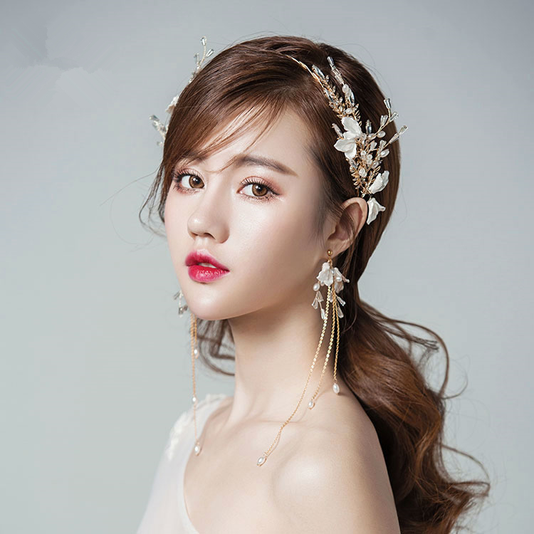 水晶頭花發(fā)箍頭飾，精美金色古典發(fā)飾