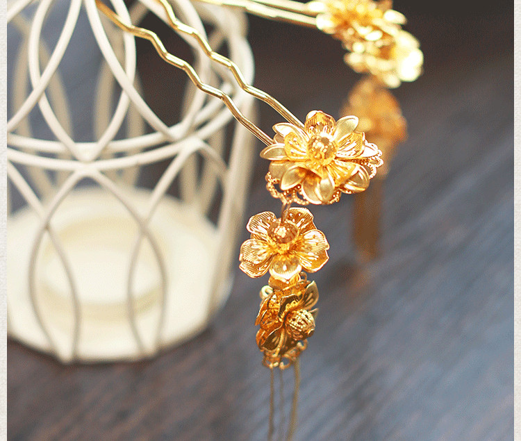 女子金色流蘇古風(fēng)頭飾，鳳冠配飾品