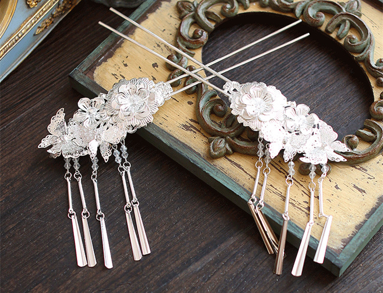 家佳樂文學(xué)銀白色步搖，新文藝復(fù)古發(fā)簪
