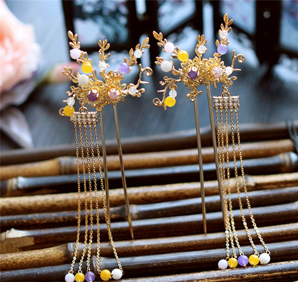 中式古典純手工發(fā)飾，婚禮頭飾蝴蝶彩珠