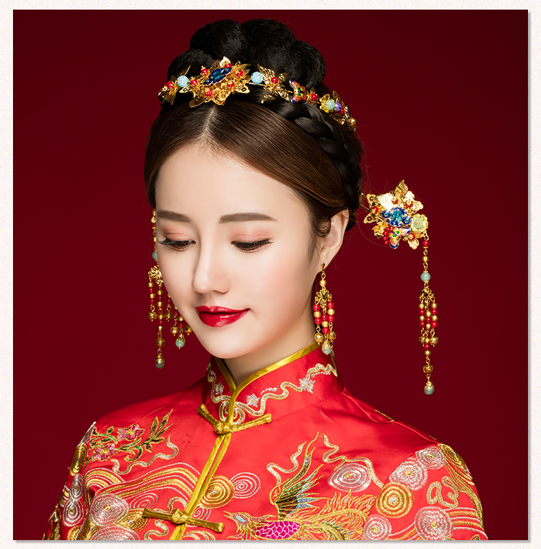 古典步搖新娘發(fā)飾，古式婚禮發(fā)簪