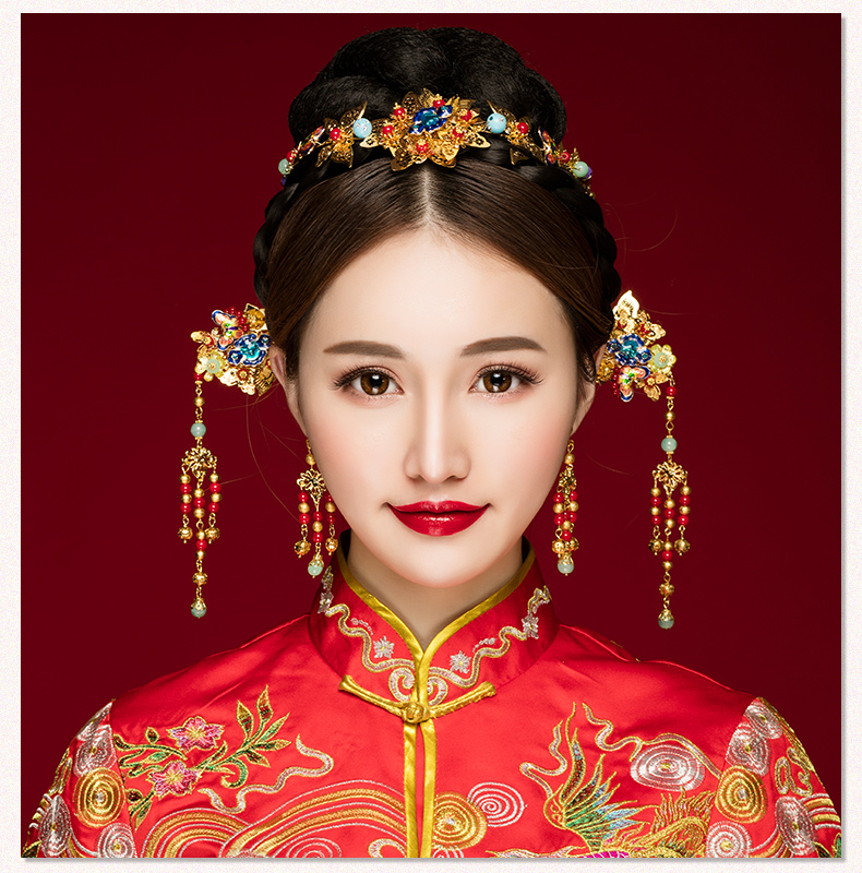 古典步搖新娘發(fā)飾，古式婚禮發(fā)簪