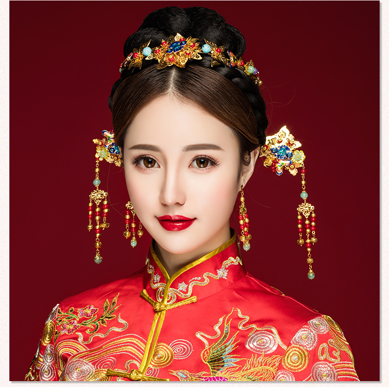 古典步搖新娘發(fā)飾，古式婚禮發(fā)簪