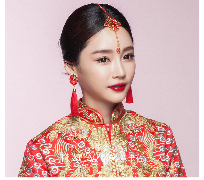 家佳樂文學(xué)頭飾紅色眉心墜，古風(fēng)新娘妝額飾