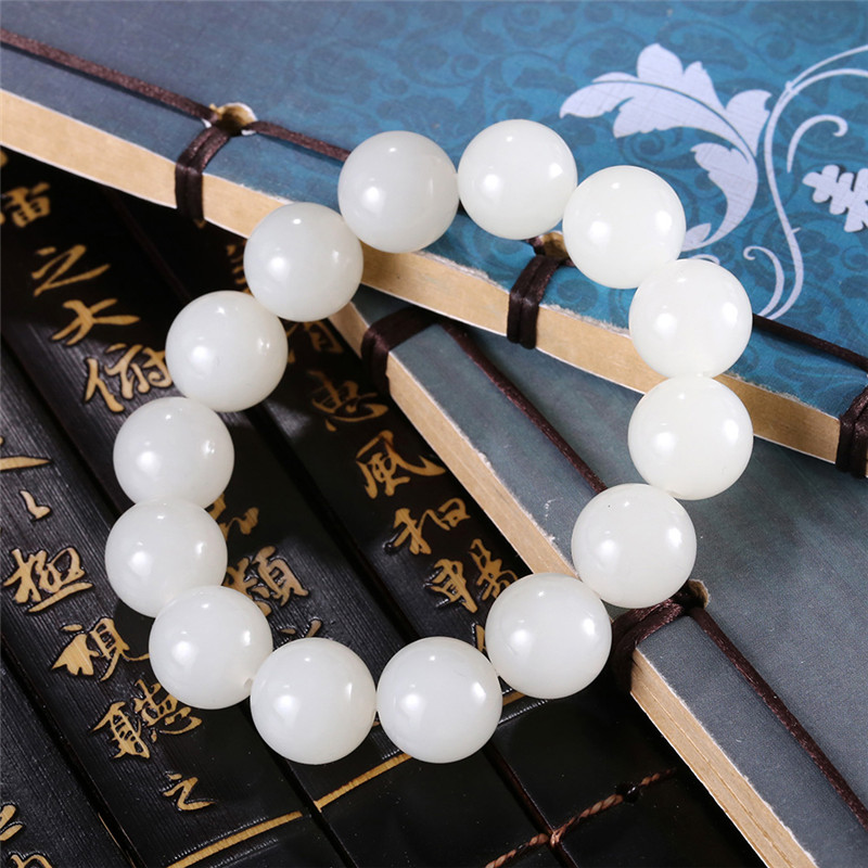 天然和田玉玉石手串，新疆白玉男女手飾