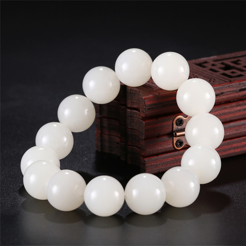 天然和田玉玉石手串，新疆白玉男女手飾