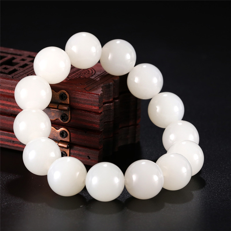 天然和田玉玉石手串，新疆白玉男女手飾