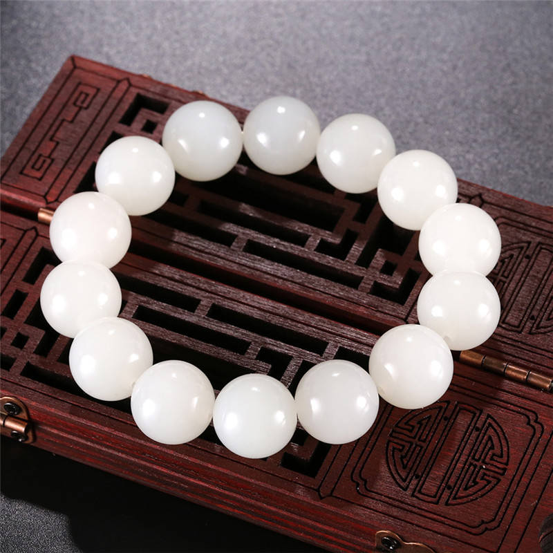 天然和田玉玉石手串，新疆白玉男女手飾