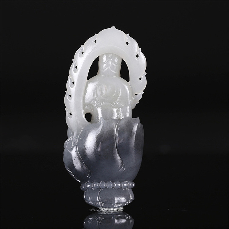 護佑之主和田玉觀音掛件，天然青花籽料掛墜。