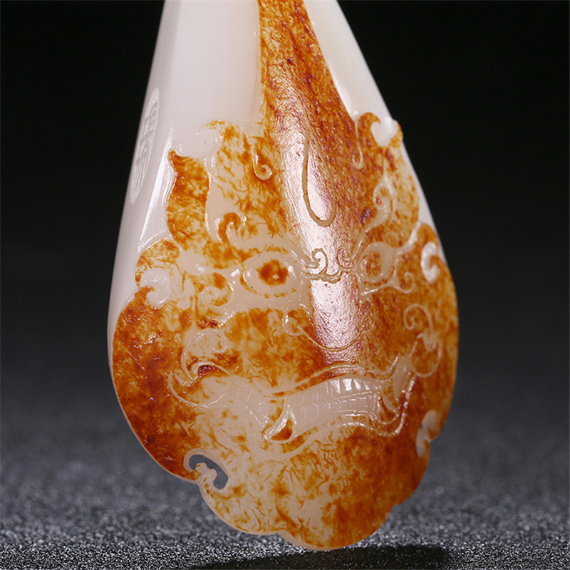 財(cái)福雙至和田玉貔貅掛墜，白玉籽料吊墜