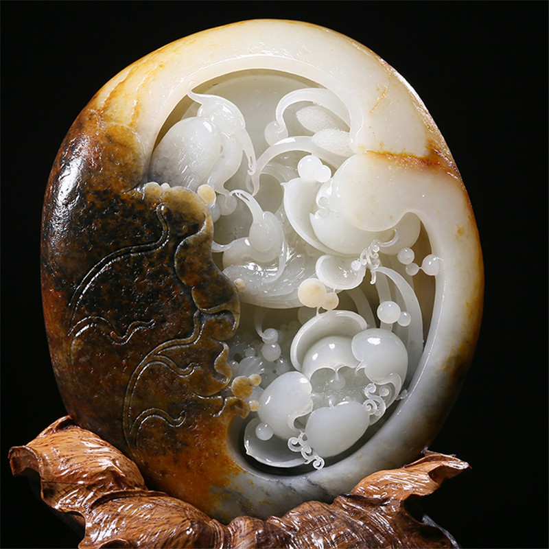 平步青云天然白玉鷺鷥擺飾，和田玉籽料真皮原