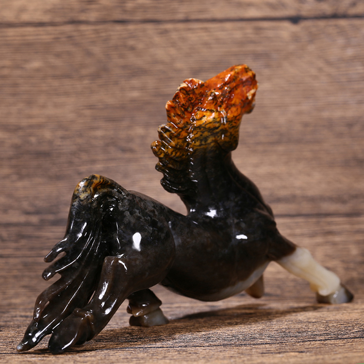 馬到功成天然和田玉手把件，玉石生肖馬擺件