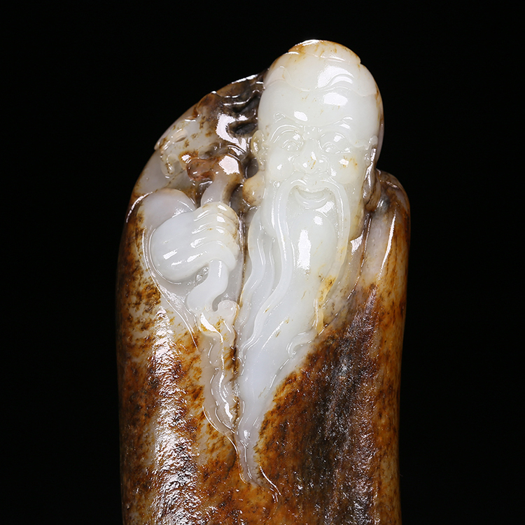 天然白玉壽星手玩件，和田玉掛件籽料