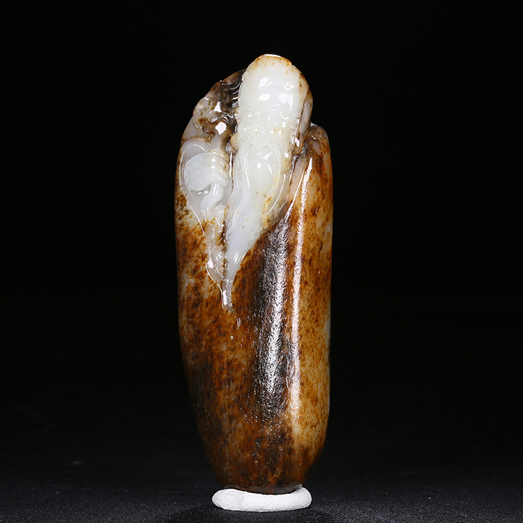 天然白玉壽星手玩件，和田玉掛件籽料