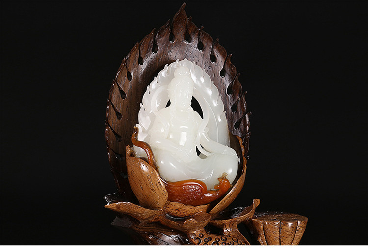 鳳拜觀音手玩件白玉把件，和田玉白玉籽料觀音