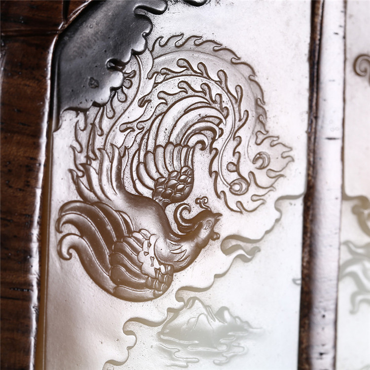 和田玉龍鳳呈現(xiàn)玉牌子，天然糖白玉蘇工擺件