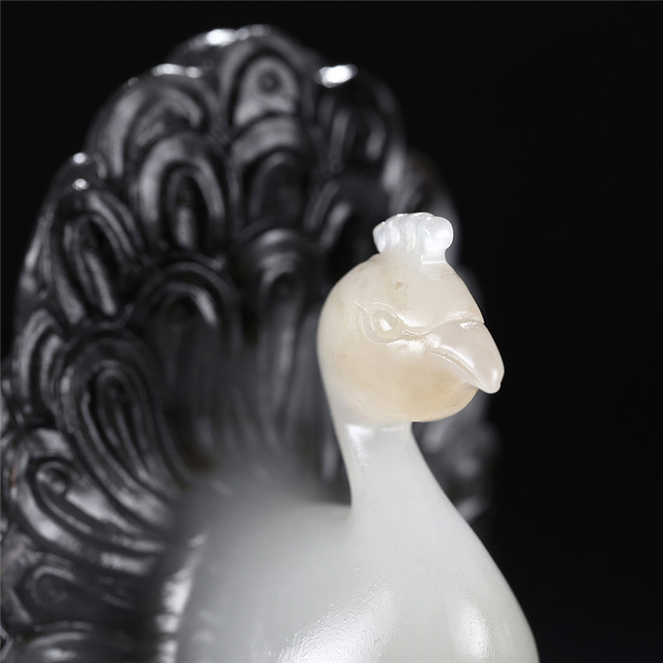 天然和田玉孔雀吊墜，白玉籽料掛件項鏈