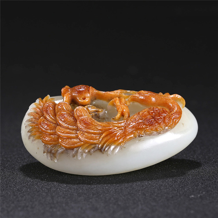 白玉項鏈優(yōu)雅孔雀吊墜，錦繡前程玉石掛墜